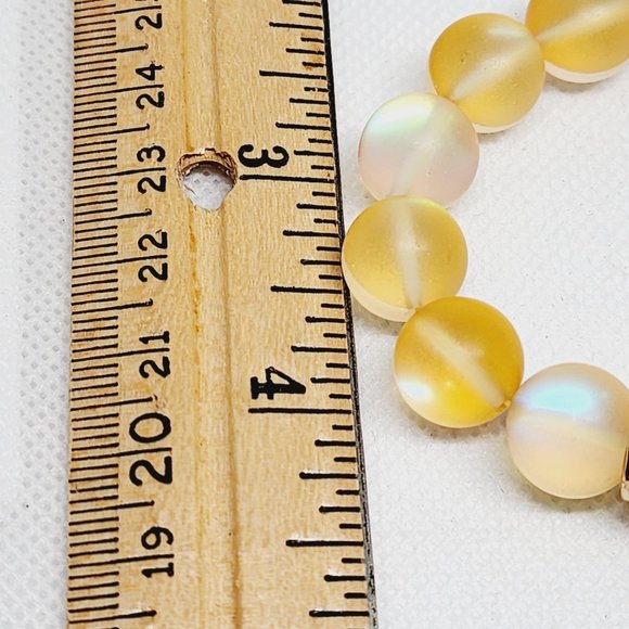 Champagne Aurora Borealis Glass & Champagne Austrian Crystal Bracelet 7 to 7.25" - Picture 3 of 4